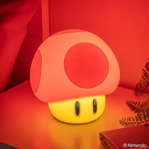 Paladone Super Mario Super Mushroom SquishyGlo Light – Rechargeable Silicone Night Light with 3 Brightness Levels, Official Nintendo Lamp in Kuwait