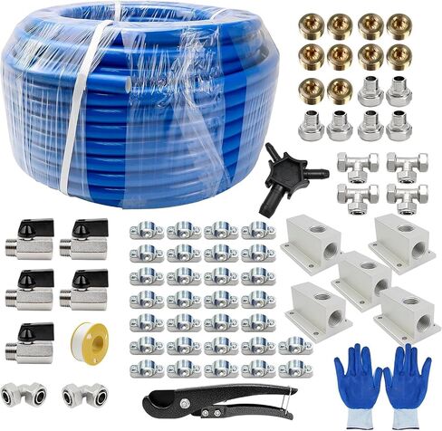 Shop Air Line Kit 3/4"×100' Compressed Air Line Kit, HDPE-Aluminum-HDPE Piping, Rapid Air Compressor System Accessories and Air Line Kit for Shop, Garage Leak-Proof & Easy to Install in Kuwait