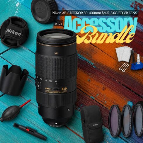 Nikon AF-S NIKKOR 80-400mm f/4.5-5.6G ED VR Telephoto Zoom Lens Bundle – 3PC Filter Kit, Lens Pen, Dust Blower, Cleaning Kit & Many More in Kuwait