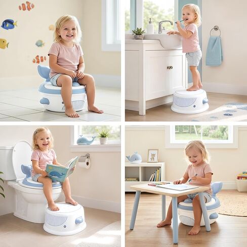 Auvan® 3‑in‑1 Toddler Potty Training Toilet, Potty Training Seat, and Non-Slip Step Stool. Includes Training kit to Motivate Learning with Reward Chart. Baby Toilet Trainer for Boys and Girls. in Kuwait
