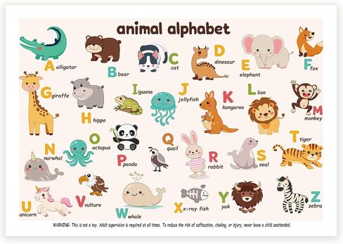 60 Pack Disposable Placemats for Baby, 12"x18" Sticky Placemats for Toddlers, Disposable Baby Placemats for Kids Restaurant & Travel, Animal Alphabet Design in Kuwait