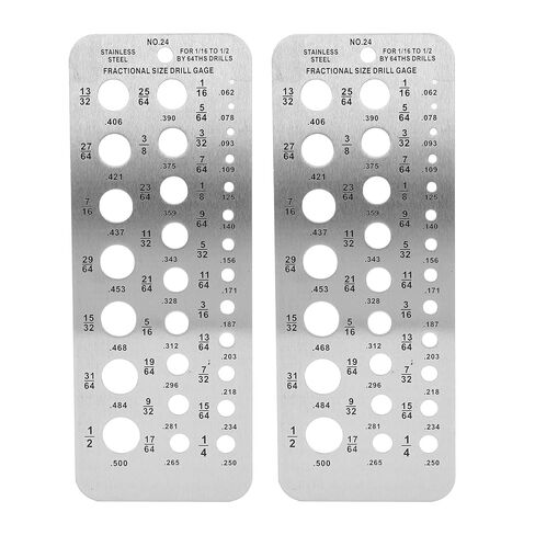 2 Pcs Drill Bit, 29 Hole Metric Imperial Stainless Steel Drill Bit Size Checker Plate Measuring Tool, 1/16-1/2in Index Metal Drill Size Tool for Mechanics in Kuwait