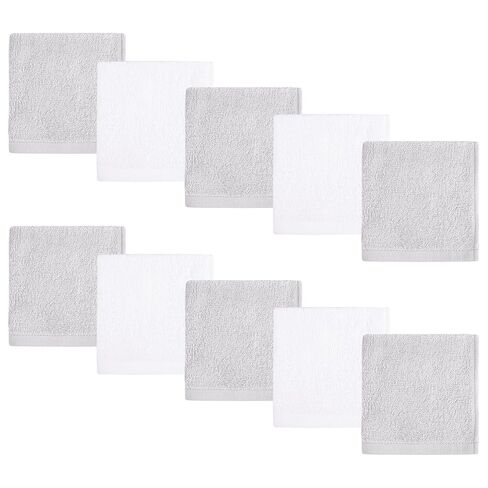 Baby Washcloths 10 Pack Rayon from Bamboo Ultra Soft Absorbent Terry Wash Cloth 10" x 10" Bath Towels for Face Burp Wipes Reusable Lightweight Newborn Essentials Shower Gift Set in Kuwait