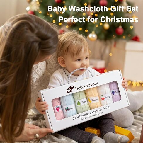 6 Pack Muslin Baby Washcloths 100% Cotton Ultra Soft Absorbent 6 Layer Lightweight Wash Cloths for 10" x 10" Face Bath Burp Cloth Newborn in Kuwait