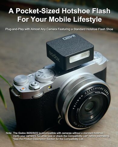 Godox iM20 with Diffuser Godox Mini Flash - Camera Flash GN10, 5Power Levels, USB-C Battery, 440 Full-Power Flashes, 3S Recycle time, Manual Flash for Canon/Sony zv1/Sony zve10/Ricoh gr3/Nikon/Fuji f1 in Kuwait