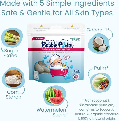 TruKid Watermelon Bubble Podz & BubbleGlove Set – Bubble Bath Pods and 2 Wash Gloves for Toddlers and Kids in Saudi Arabia