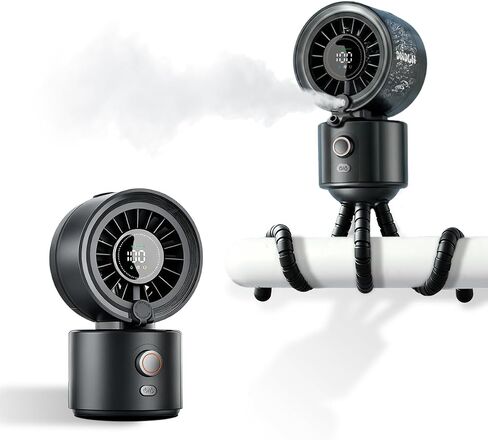 Pursuit DNDLN 2-in-1 Stroller Misting Fan Golf Cart Fan, 100 Speeds Stepless Portable Baby Fan with Flexible Tripod, 120° Auto Oscillating Clip on Fan, 4000mAh battery, Summer Travel Must Haves in Kuwait