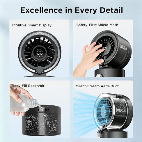 Pursuit DNDLN 2-in-1 Stroller Misting Fan Golf Cart Fan, 100 Speeds Stepless Portable Baby Fan with Flexible Tripod, 120° Auto Oscillating Clip on Fan, 4000mAh battery, Summer Travel Must Haves in Kuwait
