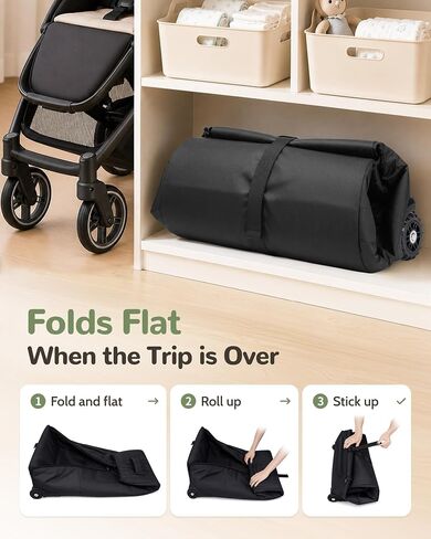YOREPEK Padded Stroller Travel Bag with 2 Smooth Wheels | for UPPAbaby Vista V2/V3 & Cruz V2 (Rear Wheels Removal Needed), Wheels Storage Bag, Dual Handles, Quick Roll-up Foldable in Kuwait