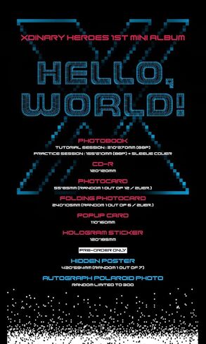 Xdinary Heroes Hello, World! 1st Mini Album PRACTICE SESSION Version 88p PhotoBook+1p PhotoCard+1p Folding PhotoCard+1ea Pop-up Card+1ea Hologram Sticker+Tracking Sealed in Kuwait