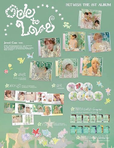 NCT WISH Ode to Love 1st Full Album [SAKUYA Jewel Case Ver.] Booklet + CD + Random Photocard + Sticker in Kuwait
