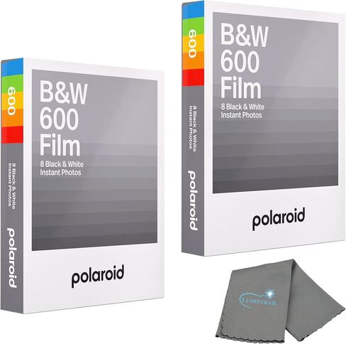 Polaroid 2 Pack Black & White Instant Film, Works with Polaroid 600 and i-Type Cameras, 16 B&W Films, Bundle with a Cleaning Cloth in Kuwait