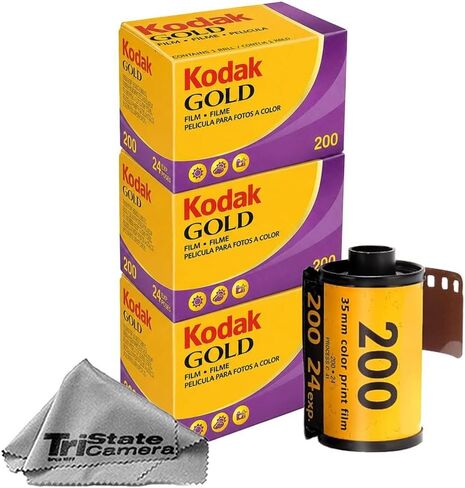 Kodak Gold 200 35mm Color Negative Film (6-Pack) – 24 Exposures per Roll, ISO 200, Daylight-Balanced Print Film + TSC Microfiber Cloth in Kuwait