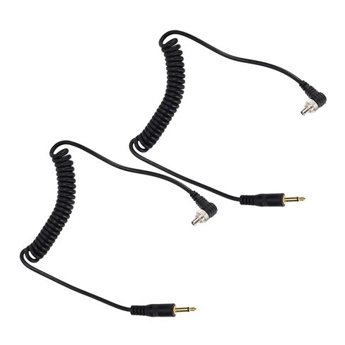 2pcs Universal PC Sync Cable 3.5mm to Male Spiral Cable with Screw Lock for Digital Cameras in Kuwait