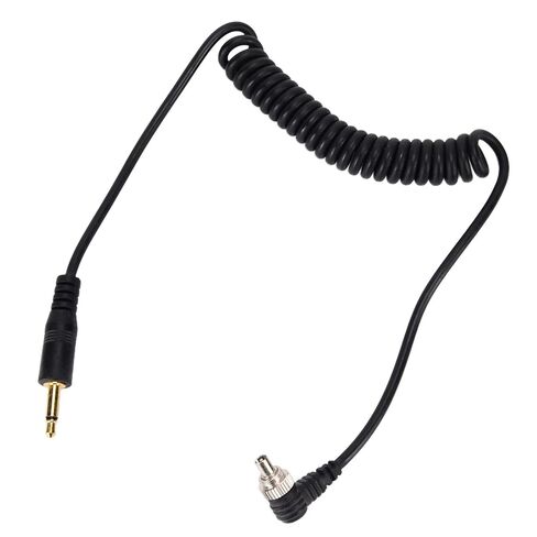 2pcs Universal PC Sync Cable 3.5mm to Male Spiral Cable with Screw Lock for Digital Cameras in Kuwait