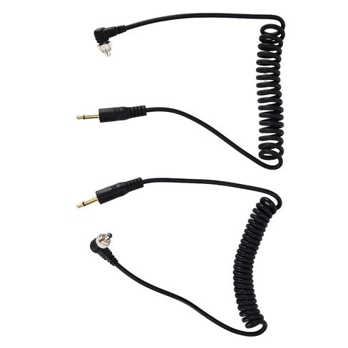 2pcs Universal PC Sync Cable 3.5mm to Male Spiral Cable with Screw Lock for Digital Cameras in Kuwait