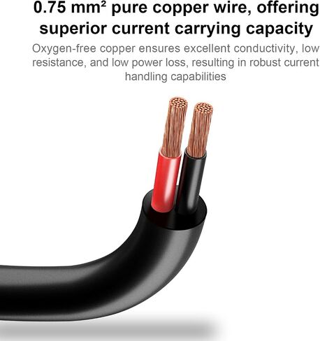 Fomito Dual DC Male Power Cable, 5.5x2.5mm and 5.5x2.1mm Plugs, 0.75mm² Pure Copper Wire, Double-Layer PVC Insulation for LED Lights and PCBs in Kuwait