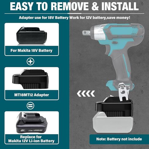for Makita 18v to 12V Battery Adapter, for Makitaa 18V BL1830 Battery to 12V Max CXT Lithium-ion Battery BL1021B BL1016, for Makita 12V Cordless Power Tool in Kuwait