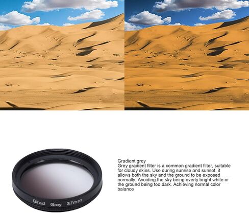 Jiawu 37mm Graduated Color Filter, HD Coated Resin Lens for Color Correction, with Front Threading for Stacking Accessories, for Mirrorless and DSLR Cameras, Easy Attachment in Kuwait