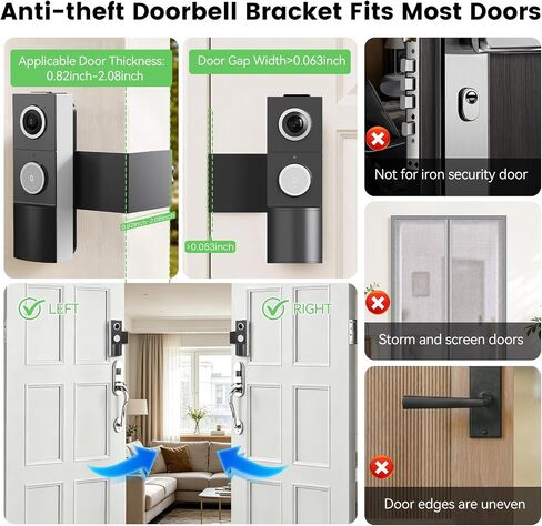 Anti-Theft Video Doorbell Mount Compatible with Tapo D210/ D225/ D235 Camera, No Block Motion Sensor, Adjustable No-Drill Mounting Bracket Accessories for Home Rentals Office in Kuwait