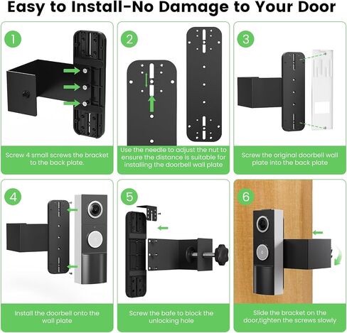 Anti-Theft Video Doorbell Mount Compatible with Tapo D210/ D225/ D235 Camera, No Block Motion Sensor, Adjustable No-Drill Mounting Bracket Accessories for Home Rentals Office in Kuwait
