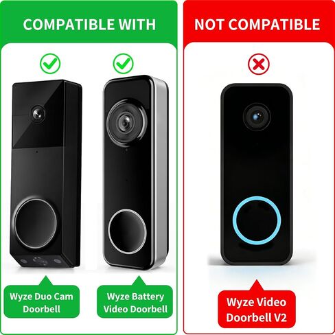 Anti-Theft Doorbell Mount for Wyze Doorbell Camera, No Drill Video Doorbell Mount Adjustable Mounting Bracket for Wyze Duo Cam Video Doorbell, Fully Metal Door Camera Mount for Home Apartment Rentals in Kuwait