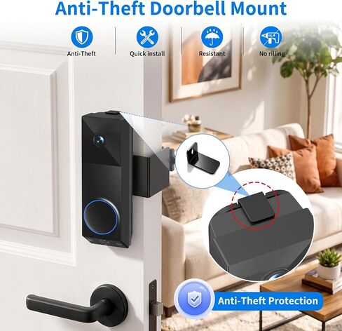 Anti-Theft Doorbell Mount for Wyze Doorbell Camera, No Drill Video Doorbell Mount Adjustable Mounting Bracket for Wyze Duo Cam Video Doorbell, Fully Metal Door Camera Mount for Home Apartment Rentals in Kuwait