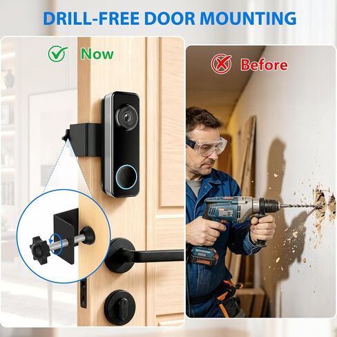 Anti-Theft Doorbell Mount for Wyze Doorbell Camera, No Drill Video Doorbell Mount Adjustable Mounting Bracket for Wyze Duo Cam Video Doorbell, Fully Metal Door Camera Mount for Home Apartment Rentals in Kuwait