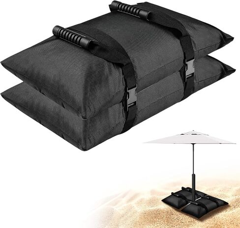 Umbrella Base Sandbags 45Lbs Fillable Weight Bags, 2 Pcs Heavy Duty 1680D Oxford Fabric with Inner Leak-Proof Bag, Black Weighted Base for Patio & Cantilever Umbrella Stand (Sand Not Included) in Kuwait