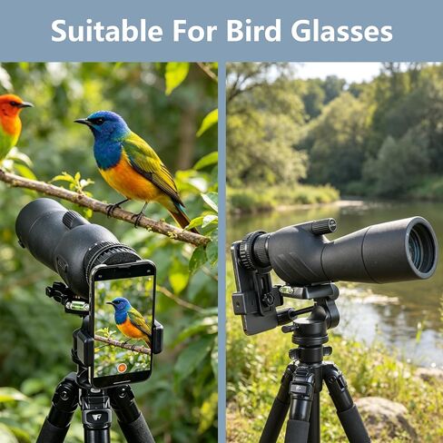 Universal Phone Adapter for Telescope with Wireless Shutter, 360° Rotating Digiscoping Mount for Binoculars, Monoculars, Spotting Scopes & Microscopes, Fits iPhone, Samsung & Android Phones in Kuwait