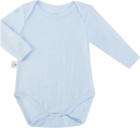 Baby Merino Wool Silk Long Sleeve Bodysuit with Snaps | Soft Breathable Comfort, Easy Envelope Neck, Convenient Snap Closure, Gentle Flexible Fit for Naps and Everyday Play in Kuwait