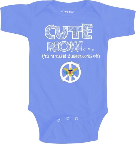 Cute Now... 'Til My Virgin Islander Comes Out - Usvi Flag Peace Bodysuit - Cotton Infant Baby Clothes in Kuwait