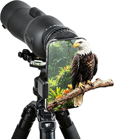 Universal Phone Adapter for Telescope with Wireless Shutter, 360° Rotating Digiscoping Mount for Binoculars, Monoculars, Spotting Scopes & Microscopes, Fits iPhone, Samsung & Android Phones in Kuwait