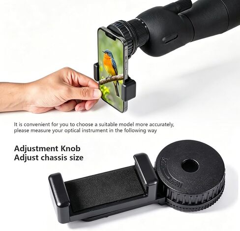 Universal Phone Adapter for Telescope with Wireless Shutter, 360° Rotating Digiscoping Mount for Binoculars, Monoculars, Spotting Scopes & Microscopes, Fits iPhone, Samsung & Android Phones in Kuwait