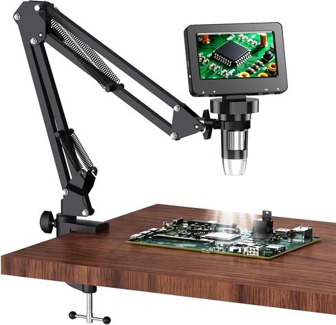 5" LCD Digital Soldering Microscope for PCB Repair with C-Clamp | For soldering checks and electronics repair; C-clamp keeps both hands free, and the screen works without a computer. in Kuwait