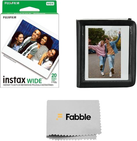 Fujifilm Instax Wide Instant Film Twin Pack Bundle with Photo Album | 20 exposures. Compatible with Instax Wide cameras & printers. Includes photo album for storing Wide prints. in Kuwait