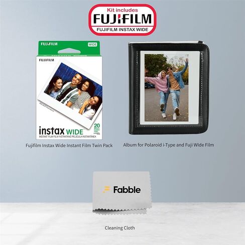 Fujifilm Instax Wide Instant Film Twin Pack Bundle with Photo Album | 20 exposures. Compatible with Instax Wide cameras & printers. Includes photo album for storing Wide prints. in Kuwait