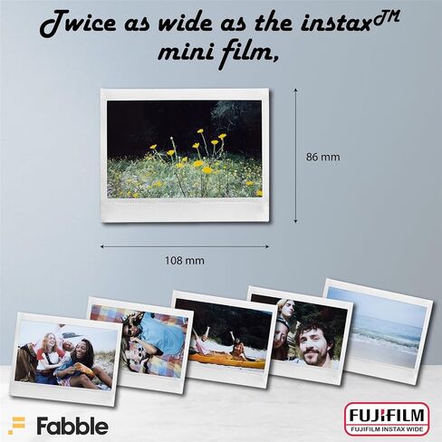 Fujifilm Instax Wide Instant Film Twin Pack Bundle with Photo Album | 20 exposures. Compatible with Instax Wide cameras & printers. Includes photo album for storing Wide prints. in Kuwait