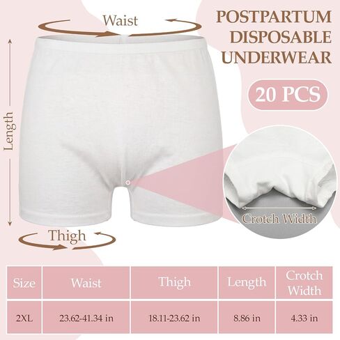 Unittype 20 Pcs Cotton Postpartum Disposable Underwear for Women, Mid-high Breathable Waist Underwear Maternity Panties in Kuwait