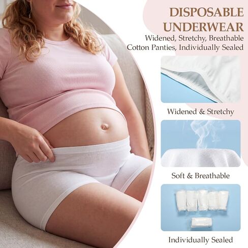 Unittype 20 Pcs Cotton Postpartum Disposable Underwear for Women, Mid-high Breathable Waist Underwear Maternity Panties in Kuwait