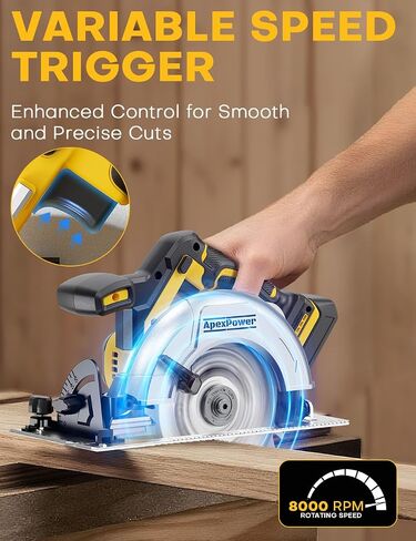 Brushless 6-1/2 Inch Circular Saw, for DeWalt 20V Max Battery, 8000 RPM, 6.2 Lbs, Cuts 2-1/5" at 90°, 0-90° Bevel, with Rip Guide & Hex Wrench for Wood in Kuwait