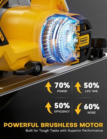 Brushless 6-1/2 Inch Circular Saw, for DeWalt 20V Max Battery, 8000 RPM, 6.2 Lbs, Cuts 2-1/5" at 90°, 0-90° Bevel, with Rip Guide & Hex Wrench for Wood in Kuwait