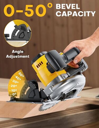 Brushless 6-1/2 Inch Circular Saw, for DeWalt 20V Max Battery, 8000 RPM, 6.2 Lbs, Cuts 2-1/5" at 90°, 0-90° Bevel, with Rip Guide & Hex Wrench for Wood in Kuwait