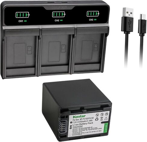 Kastar 3-Pack Battery + LHD3 Triple Charger Compatible with Sony NP-FV30 NP-FV50 NP-FV70 NP-FV90 NP-FV100 Camcorder Batteries in Kuwait