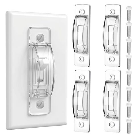4 Pack Light Switch Cover Guard, Clear Wall Light Switch Lock Covers, Child Proof Wall Switch Guard for Toggle Style, Prevent Accidental On/Off from Kids, Pets, Bumps in Kuwait