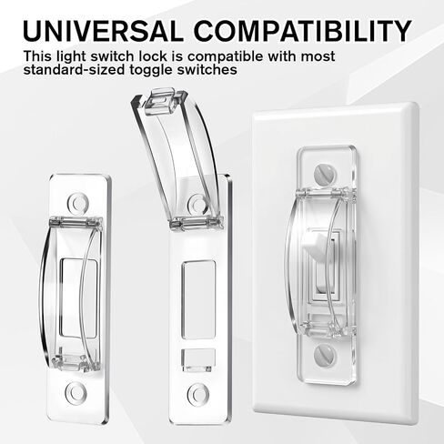 4 Pack Light Switch Cover Guard, Clear Wall Light Switch Lock Covers, Child Proof Wall Switch Guard for Toggle Style, Prevent Accidental On/Off from Kids, Pets, Bumps in Kuwait