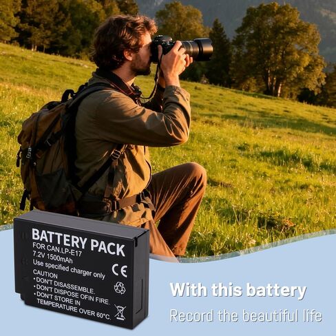 3-Pack LP-E17 Battery and Upgraded 3-Slot LCD Charger | Compatible with Canon EOS R50 R100 RP R10 R8, Powershot V1, T8i T7i T6i T6s SL2 SL3 M3 M5 M6 200D 750D 760D 800D 8000D Camera in Kuwait