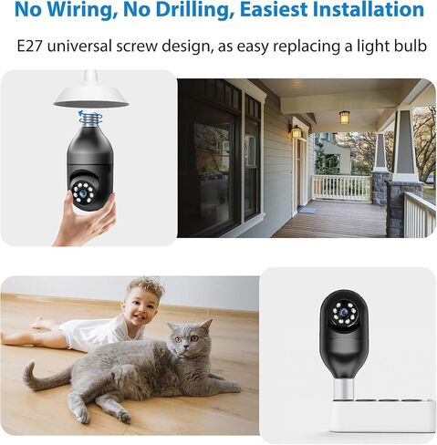 2K Light Bulb Camera Outdoor, 2.4/5GHz Wi-Fi 6 Security Cameras Wireless Outdoor, 360° PTZ Cameras for Home Security with Color Night Vision, AI Human Detection, 2 Way Talk, Easy Installation,2 Packs in Kuwait