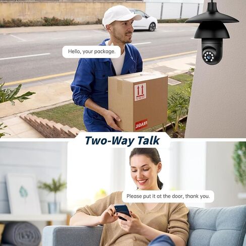 2K Light Bulb Camera Outdoor, 2.4/5GHz Wi-Fi 6 Security Cameras Wireless Outdoor, 360° PTZ Cameras for Home Security with Color Night Vision, AI Human Detection, 2 Way Talk, Easy Installation,2 Packs in Kuwait