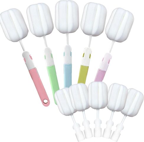 Spong Bottle Brush 5PCS Cup Brushes Sponge Baby Bottle Brushes Long Handle Cup Scrubber Brush Portable Sponge Cleaning Brush (5 PCS) in Kuwait